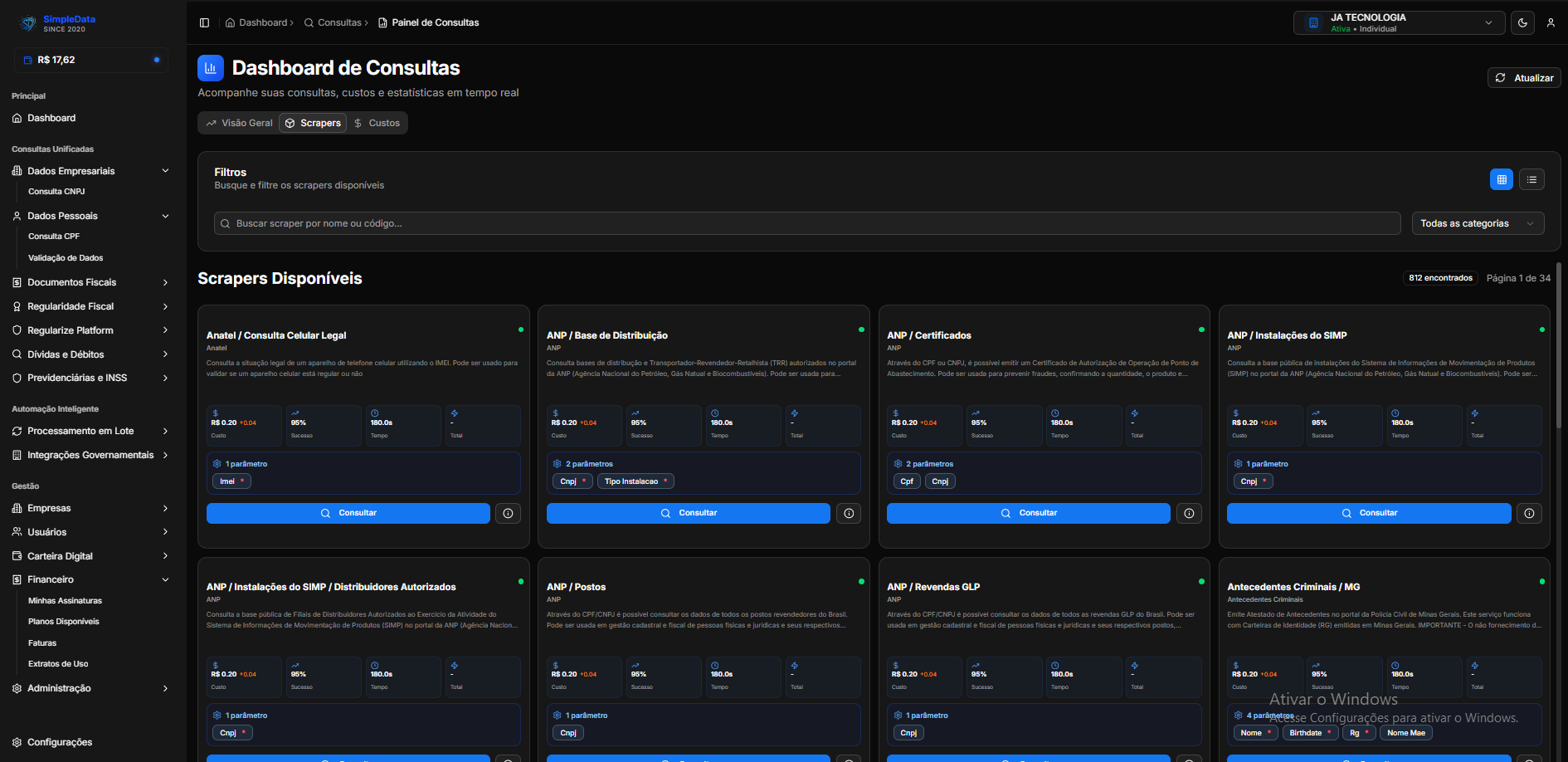 Dashboard SimpleData - Analytics e Monitoramento em Tempo Real